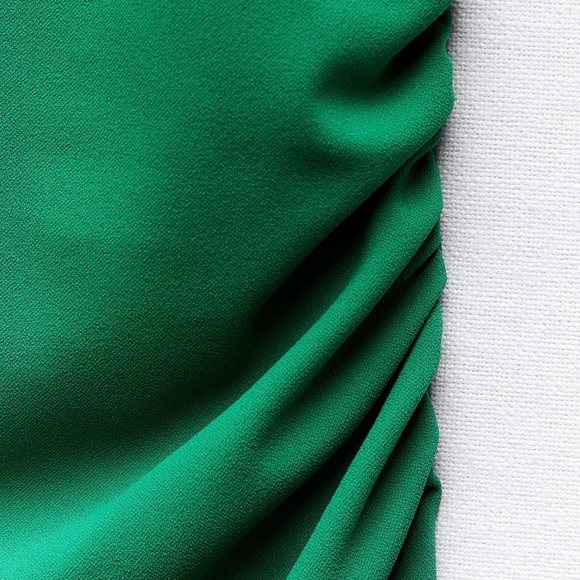 Zara Draped detail dress with shoulder pads Greenish Size M - Picture 8 of 8